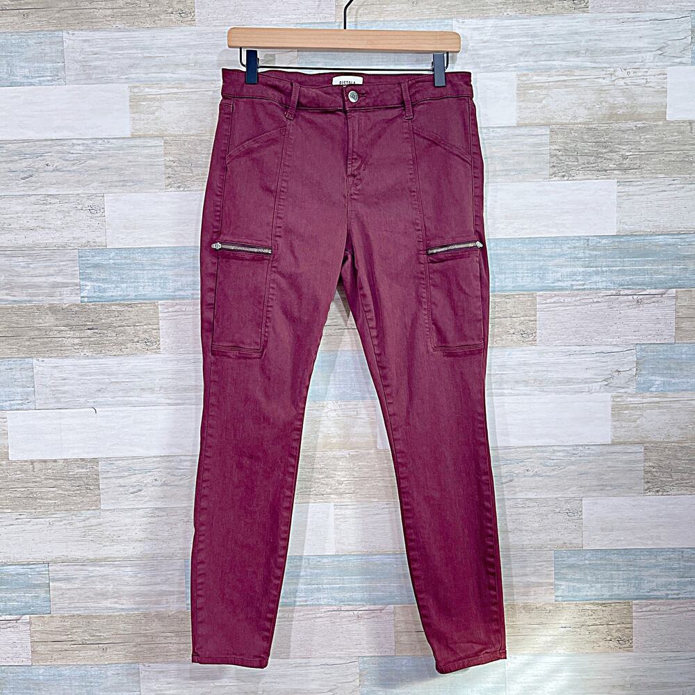 PISTOLA Hannah Moto Cargo Zip Pocket Skinny Jeans Purple Stretch Womens 30